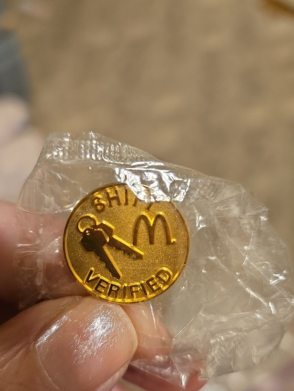 McDonald's Gold Verified Key Pin with Key Motif